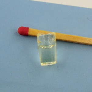 Glass with lemon and straw miniature for doll house , 