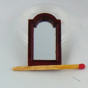 Miroir bois miniature maison poupée 4 cm.
