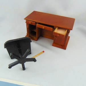 vitrine  M4 ensemble d'un bureau et sa chaise,miniature maison de poupée 