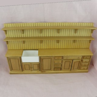 Furniture of kitchen miniature 1/12 with doors and racks