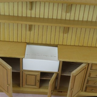 Mueble de cocina miniatura 1/12 con puertas y estantes
