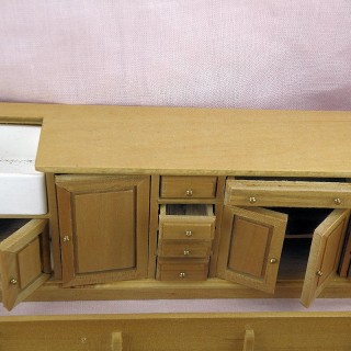 Meuble de cuisine miniature 1/12 avec portes et étagères