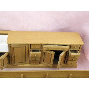 Mueble de cocina miniatura 1/12 con puertas y estantes