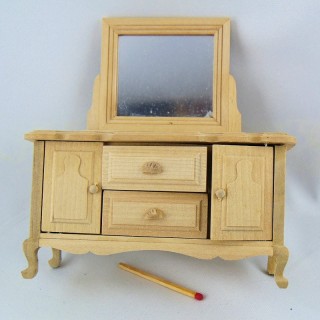 Commode Coiffeuse miniature bois brut maison poupée