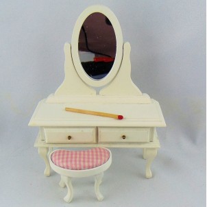 Vanity with stool dollhouse miniature
