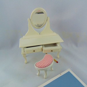 Vanity with stool dollhouse miniature
