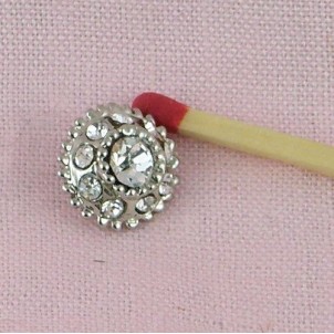 Shank button with rhinestone 10 mms, 1 cm.