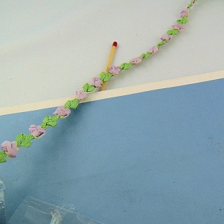Ribbon with flower garland roses organza 12 mms.