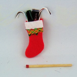 Dije calcetín de Noël esmaltado miniatura