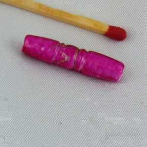 Bead carved tube with golden threads 25 mm
