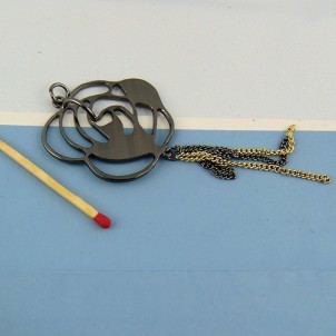 Black metal pendant with Rhinestone and pendants 4.5 cm