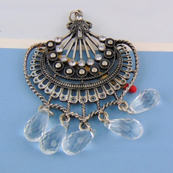 Metal pendant with Rhinestones and pendants 8 cm