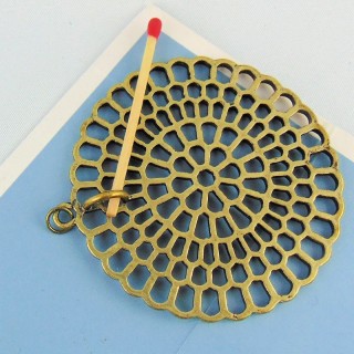 Round pendant in metal shape flower 7 cm