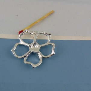 Blumenanhänger in Silbermetall und Hematit 4 cm