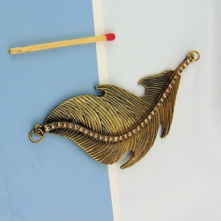 Goldmetall-Blattanhänger und Strassstein 5 cm