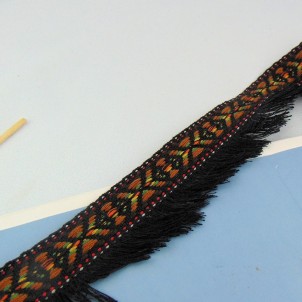 Ethnic galon embroidered with a fringe 4 cm