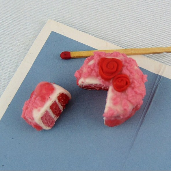 Gâteau aux fruits miniature maison poupée, 2 cm.
