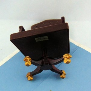 Fauteuil bureau miniature cuir maison de poupée