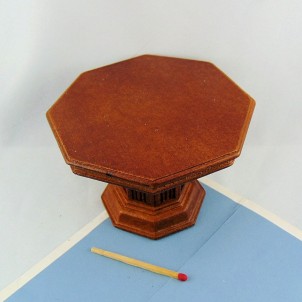 Table octogonale bois meuble miniature maison poupée