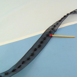 20 mm beads embroidered organdi ribbon.