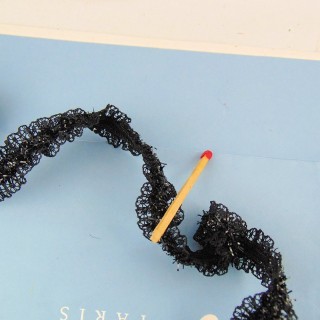 Brilliant black elastic lace with 15mm ruffles