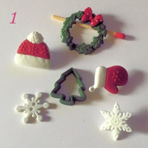 6 Christmas buttons snow advent wreath