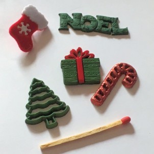 6 botones de Navidad regalo bota árbol de navidad