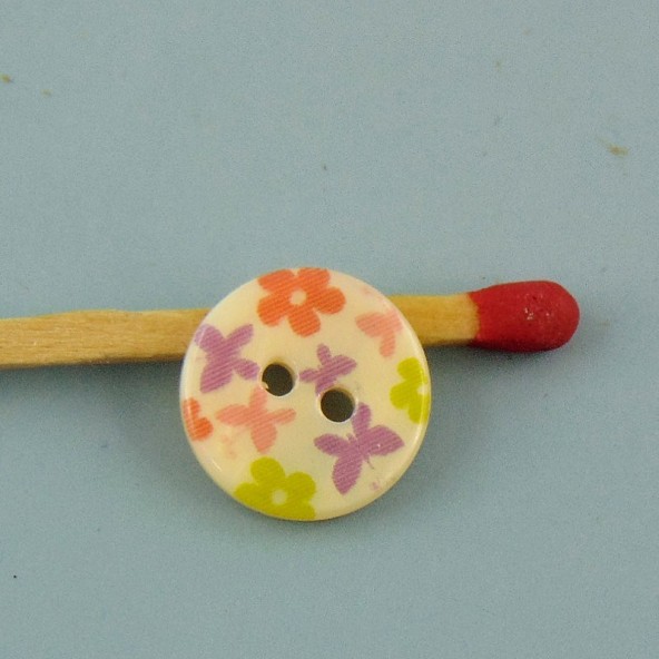 Botón redondo de nácar rosa a rayas de 12 mm