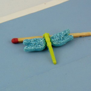Bouton libellule insecte glitter 2 cm