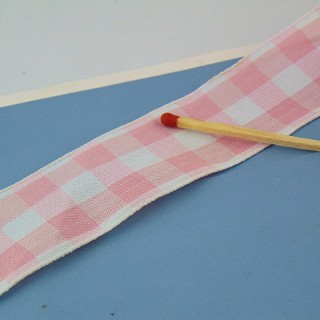Check taffeta ribbon, vintage, 3 cms