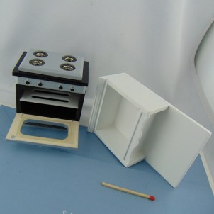 Meuble cuisson miniature maison poupée 18 cm.