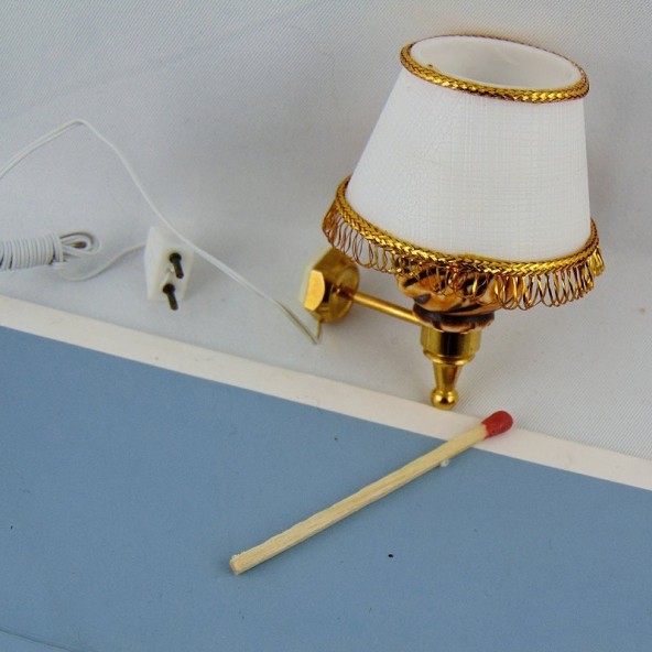 Miniature wall  brass lamp with candle for doll house 30 mms.