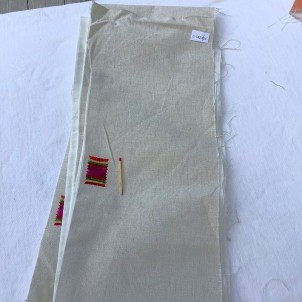 Large-width embroidered linen band 18 cm wide