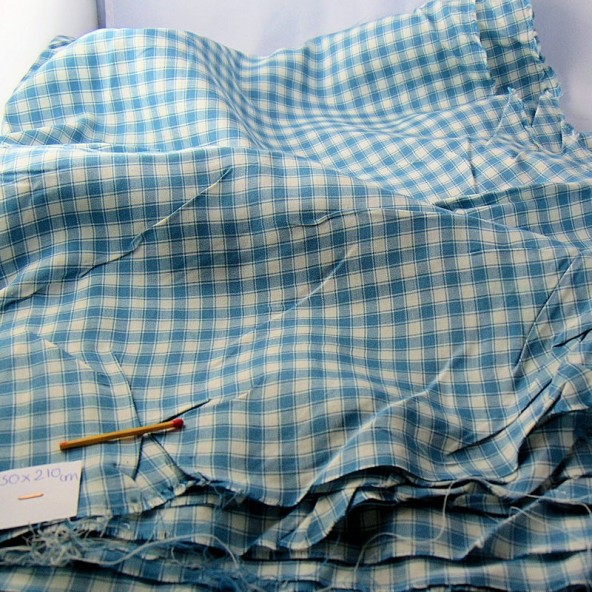 Coupon de tissu ancien en coton à carreaux 150x210cm