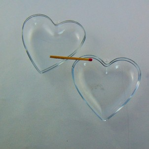 Clear heart to fill in plastic 8 cm