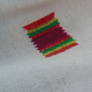 Large-width embroidered linen band 17 cm wide