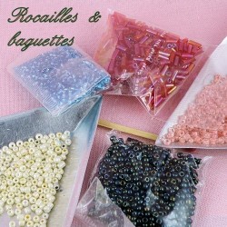 Seed beads, Pearls, glitters, sequins.